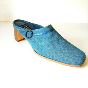 🔥💥AJ. VALENCI DENIM SLIDES W/ BLOCK HEEL sz9